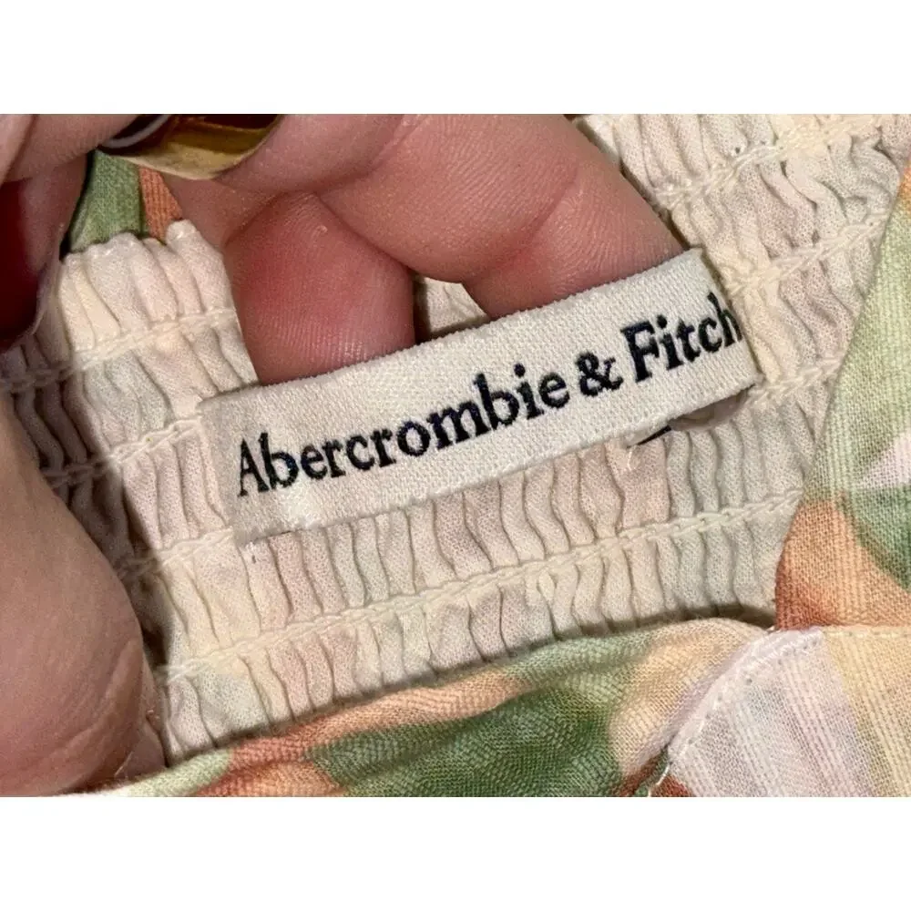 Abercrombie & Fitch White Cream Green Tan Brown Sleeveless Maxi Dress Womens S